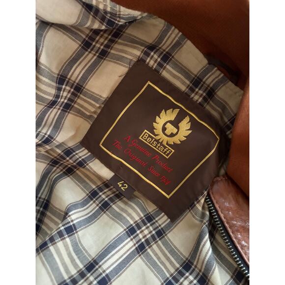 Belstaff x J. Crew Leather Bomber Moto Jacket Brown Women’s XS 2 - Picture 2 of 6